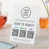Scan om Venmo Zelle CashApp QR Codes Logo te doner Reclamebord Met Voetstuk (Insitu)
