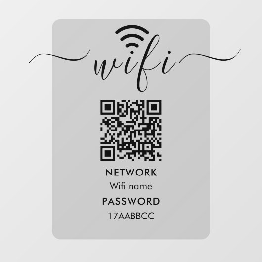 Scan om Wifi-netwerk QR-code minimalistisch Wi te  Raamsticker (Vel)