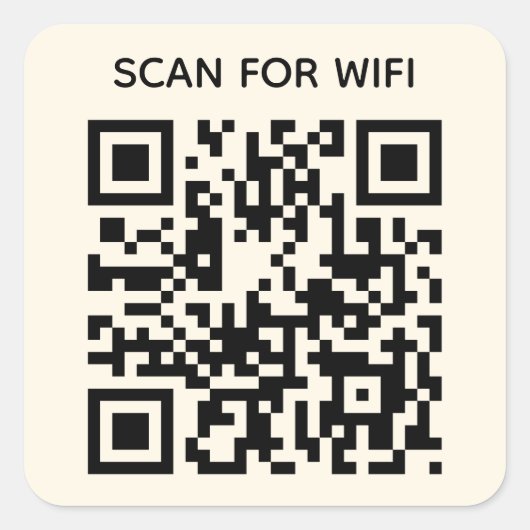Scan om WiFi QR Code Modern Natural White aan te s Vierkante Sticker (Voorkant)