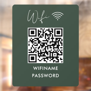 Scan om Wifi Qr Code Wachtwoord Donkergroen te Ver Raamsticker