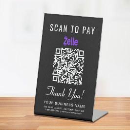 Scan om Zelle QR-code zwart te betalen Reclamebord Met Voetstuk
