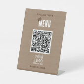 Scan ons menu QR-code Rustiek Charm Business Logo Reclamebord Met Voetstuk (Voorkant)