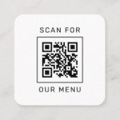 Scan onze QR-code en logo voor ons menu Vierkante Visitekaartje (Voorkant)