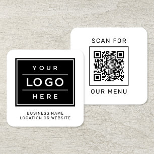 Scan onze QR-code en logo voor ons menu Vierkante Visitekaartje