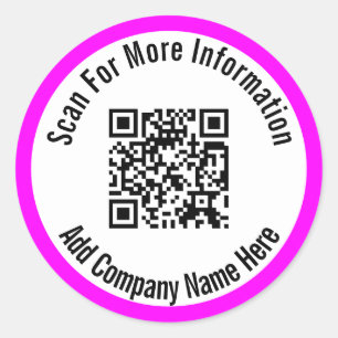 Scan op meer informatie Magenta White QR-code Ronde Sticker