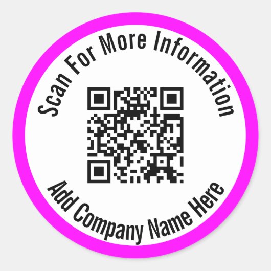 Scan op meer informatie Magenta White QR-code Ronde Sticker (Voorkant)