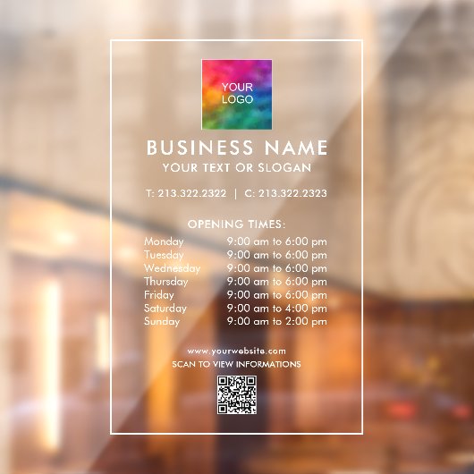 Scan prijslijsten QR code Logo Openingstijden Eenv Raamsticker (Vel 2)