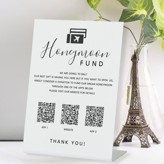 Scan QR Code App Digital Honeymoon Fund Weddenscha Reclamebord Met Voetstuk