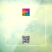 Scan QR-code Bedrijfsuren Upload Logo Minimalistis Raamsticker (Vel 3)