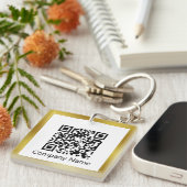 Scan QR Code Gold en White Business Sleutelhanger (Voorkant Rechts)