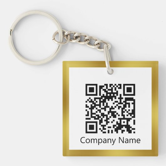 Scan QR Code Gold en White Business Sleutelhanger (voorkant)