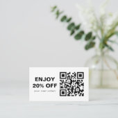 Scan QR-code Kortingscode zwart en wit Visitekaartje (Staand voorkant)