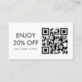 Scan QR-code Kortingscode zwart en wit Visitekaartje (Voorkant)
