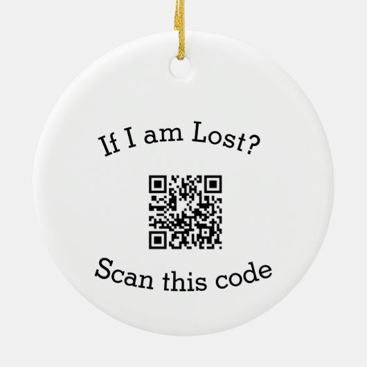 Scan QR code lost found me code pet  Keramisch Ornament (Achterkant)