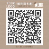 Scan QR Code Menu Rustieke Charm Kraft Papier Sticker (Voorkant)