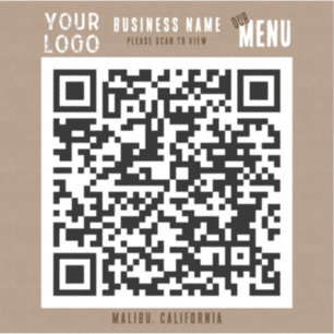 Scan QR Code Menu Rustieke Charm Kraft Papier Sticker