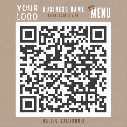 Scan QR Code Menu Rustieke Charm Kraft Papier Sticker (Voorkant)
