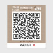 Scan QR Code Menu Rustieke Charm Kraft Papier Sticker (Vel)