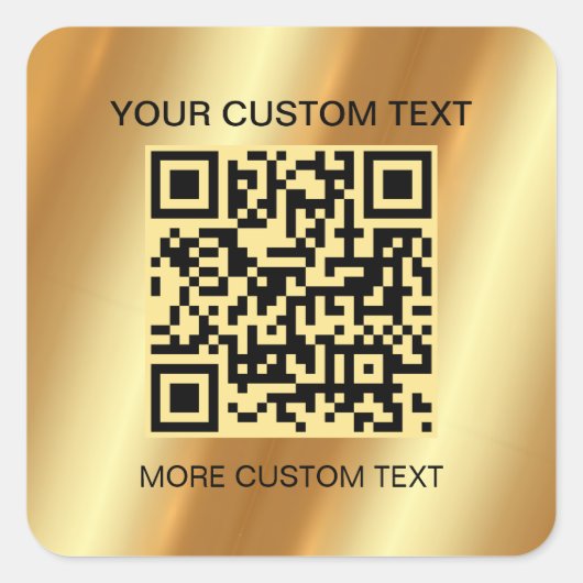 Scan QR Code Modern Elegant Gold Custom Sjabloon Vierkante Sticker (Voorkant)