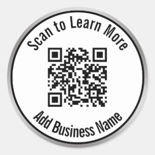 Scan QR-code om meer te weten te komen Bedrijfsnaa Ronde Sticker
