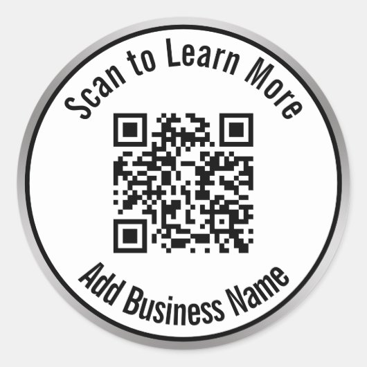 Scan QR-code om meer te weten te komen Bedrijfsnaa Ronde Sticker (Voorkant)