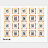 Scan QR-code om te reageren Oranje en Wit Sjabloon Vierkante Sticker (Vel)