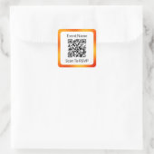 Scan QR-code om te reageren Oranje en Wit Sjabloon Vierkante Sticker (Tas)