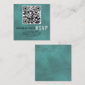 Scan QR-code online RSVP blauwgroen blauwe bruilof Informatiekaartje (Voorkant / Achterkant)