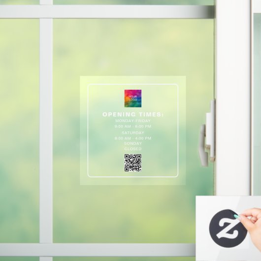 Scan QR-code Zakelijke uren Upload logo Minimalist Raamsticker (Huis)