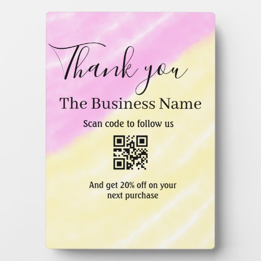 Scan QR om ons te volgen bedank code roze Fotoplaat (voorkant)