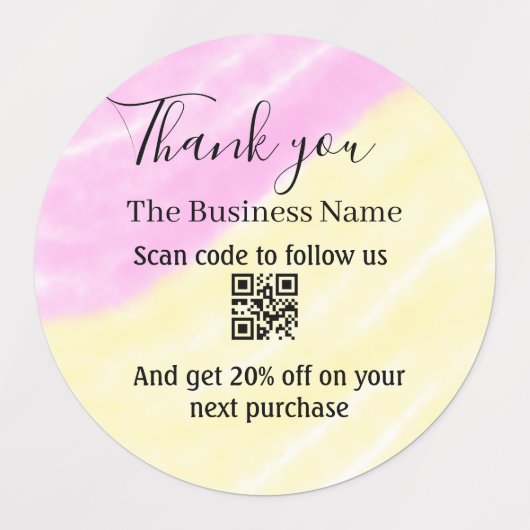 Scan QR om ons te volgen bedank code roze Labels (Design 1)