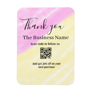 Scan QR om ons te volgen bedank code roze Magneet