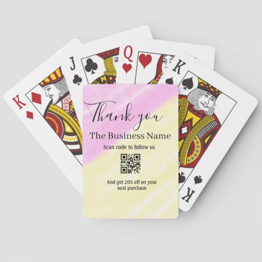 Scan QR om ons te volgen bedank code roze  Pokerkaarten (Achterkant)