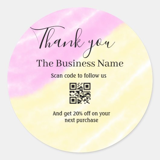 Scan QR om ons te volgen bedank code roze  Ronde Sticker (Voorkant)