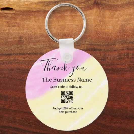 Scan QR om ons te volgen bedank code roze Sleutelhanger (Achterkant)