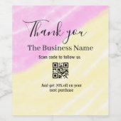 Scan QR om ons te volgen bedank code roze  Wijn Etiket (Enkel label)