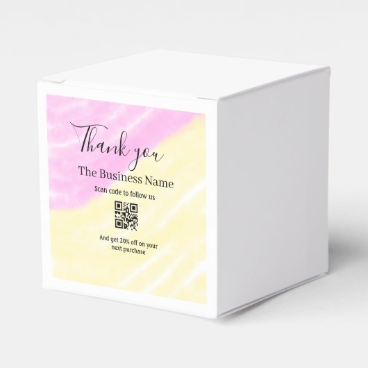 Scan QR om ons te volgen bedankkingscode roze  Bedankdoosjes (Voorkant Zijde)