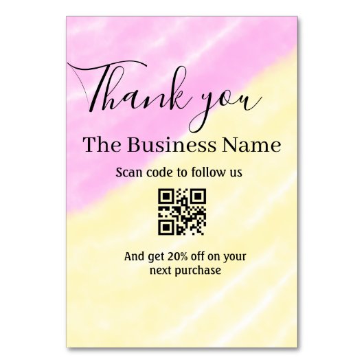 Scan QR om ons te volgen bedankkingscode roze Kaart (Voorkant)