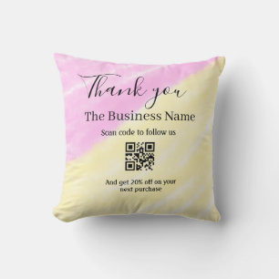 Scan QR om ons te volgen bedankkingscode roze Kussen