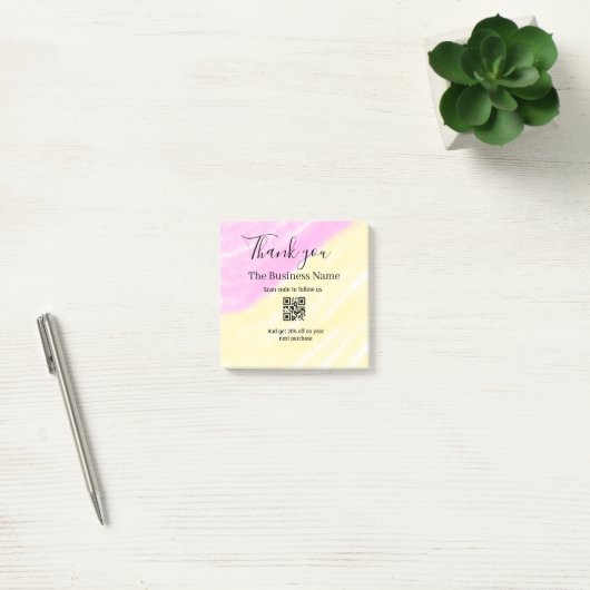 Scan QR om ons te volgen bedankkingscode roze Post-it® Notes (Kantoor)