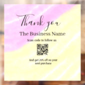 Scan QR om ons te volgen bedankkingscode roze Raamsticker (Vel 2)