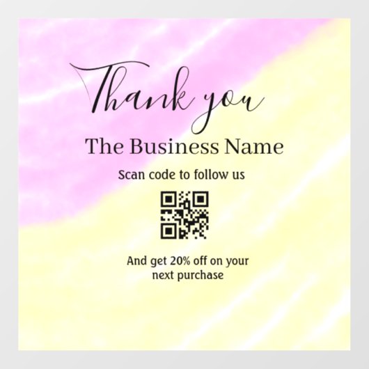 Scan QR om ons te volgen bedankkingscode roze Raamsticker (Vel)