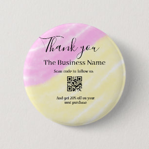 Scan QR om ons te volgen bedankkingscode roze Ronde Button 5,7 Cm