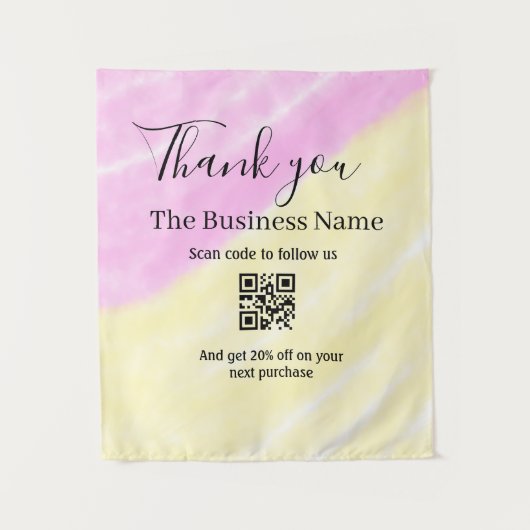 Scan QR om ons te volgen bedankkingscode roze  Wandkleed (Voorkant)
