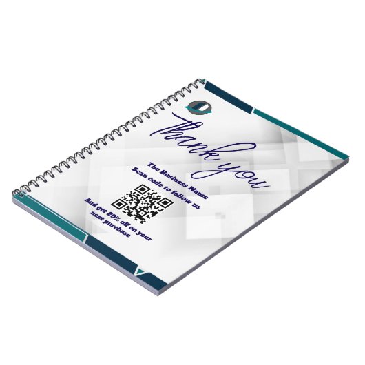 Scan QR om ons te volgen bedankkortingcode wit Notitieboek (Linkerzijde)