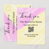 Scan QR om ons te volgen bedankt kortingscode roze Briefkaart (Voorkant / Achterkant)