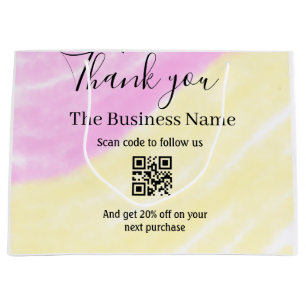 Scan QR om ons te volgen bedankt kortingscode roze Groot Cadeauzakje