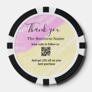 Scan QR om ons te volgen bedankt kortingscode roze Poker Chips