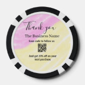 Scan QR om ons te volgen bedankt kortingscode roze Poker Chips (Achterkant)
