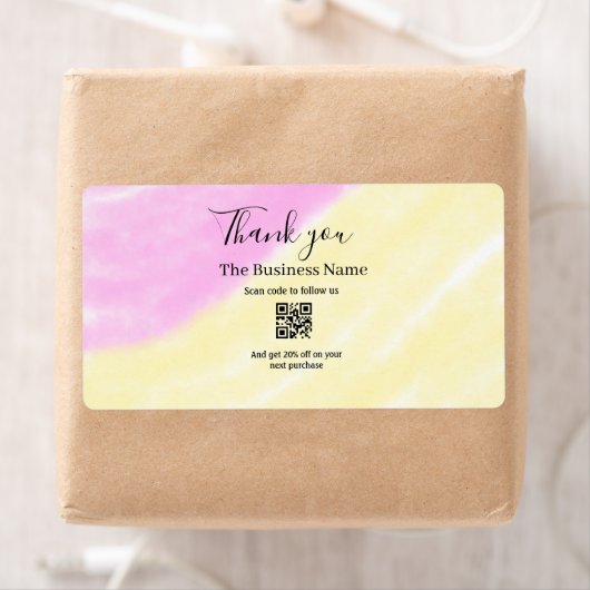 Scan QR to follow us thank you discount code pink Etiket (Insitu)